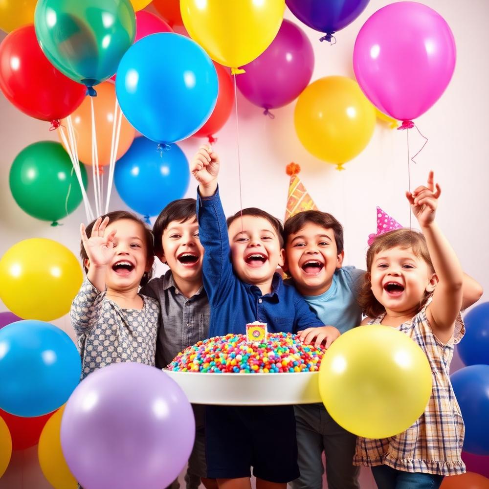 Niños felices celebrando un cumpleaños